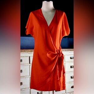 NWT Anthropologie Amadi Miena Red Wrap Dress Medium M